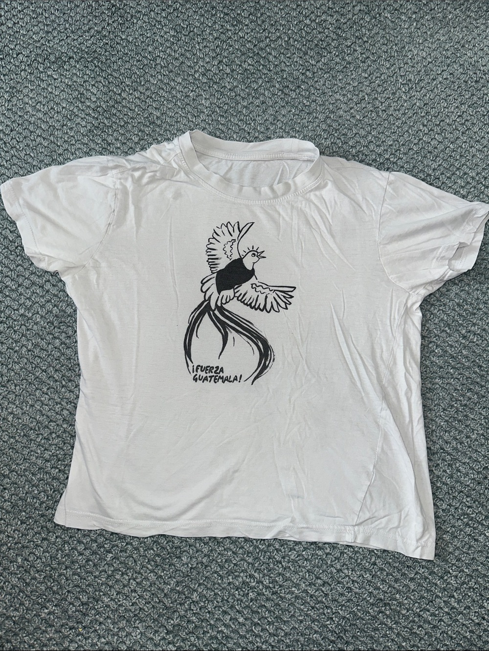 White Women’s Graphic Tee with Bird Motif
